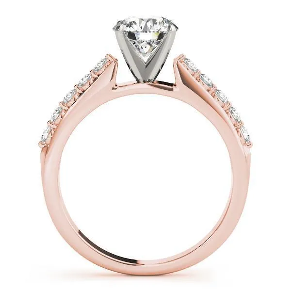 Callie Round Center Stone Shared Prong Under Bezel Diamond Side 4 Prong Engagement Ring