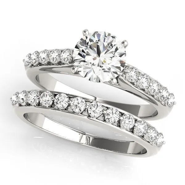 Callie Round Center Stone Shared Prong Under Bezel Diamond Side 4 Prong Engagement Ring