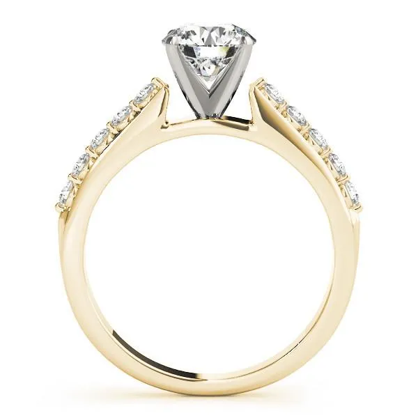 Callie Round Center Stone Shared Prong Under Bezel Diamond Side 4 Prong Engagement Ring