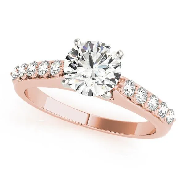 Callie Round Center Stone Shared Prong Under Bezel Diamond Side 4 Prong Engagement Ring