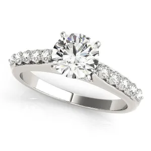 Callie Round Center Stone Shared Prong Under Bezel Diamond Side 4 Prong Engagement Ring