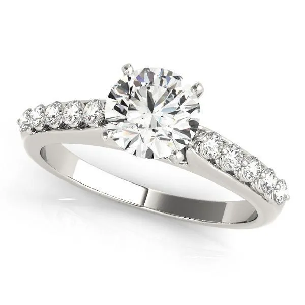 Callie Round Center Stone Shared Prong Under Bezel Diamond Side 4 Prong Engagement Ring