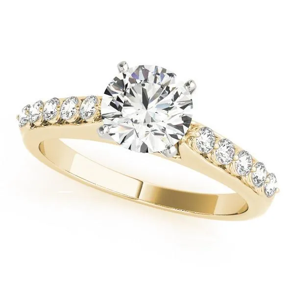 Callie Round Center Stone Shared Prong Under Bezel Diamond Side 4 Prong Engagement Ring