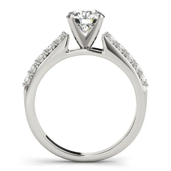 Callie Round Center Stone Shared Prong Under Bezel Diamond Side 4 Prong Engagement Ring