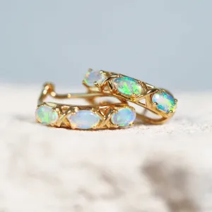 'Carissa' Crystal Opal Earrings 14ct Gold