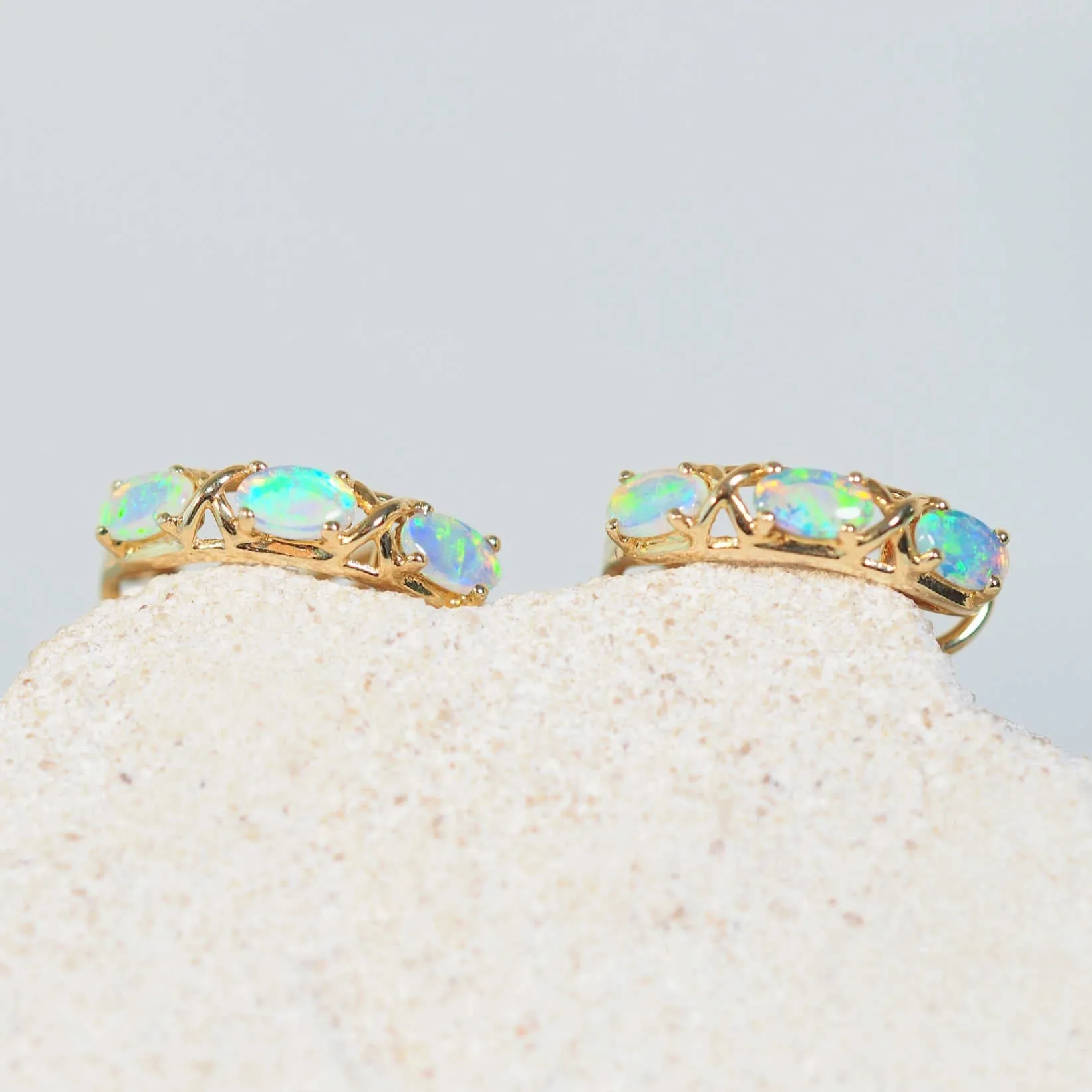 'Carissa' Crystal Opal Earrings 14ct Gold