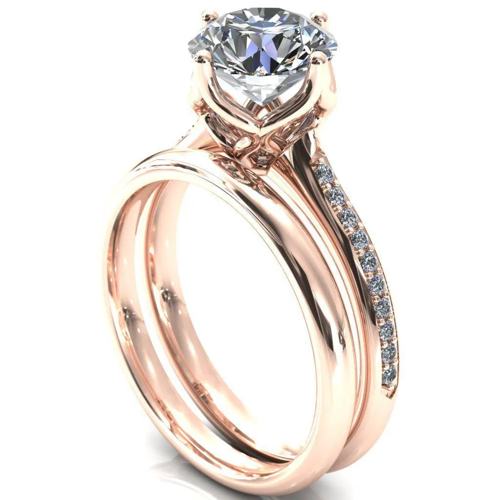 Carly Round Center Stone Royal Net Crown Diamond Channel Set Ring