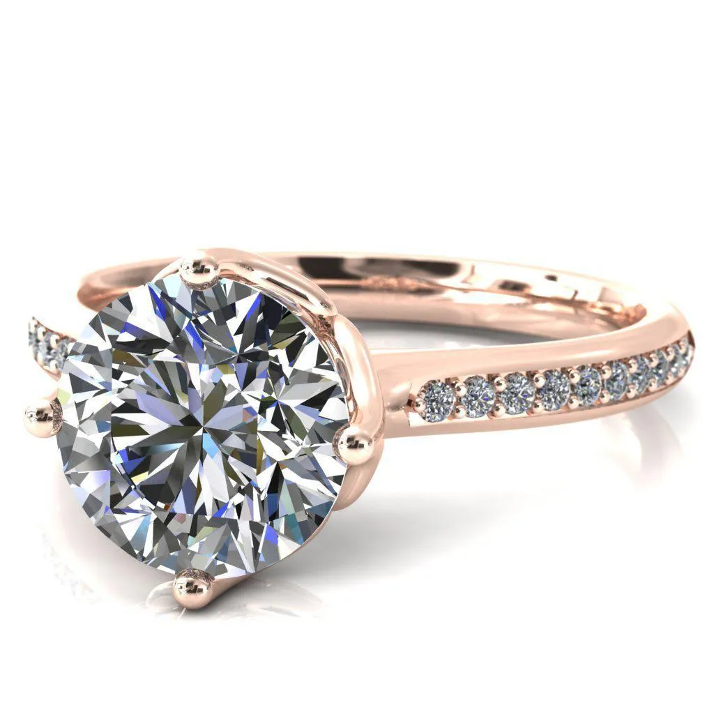 Carly Round Center Stone Royal Net Crown Diamond Channel Set Ring