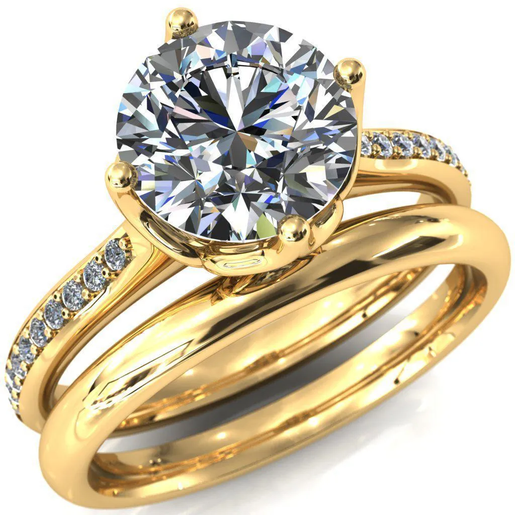 Carly Round Center Stone Royal Net Crown Diamond Channel Set Ring