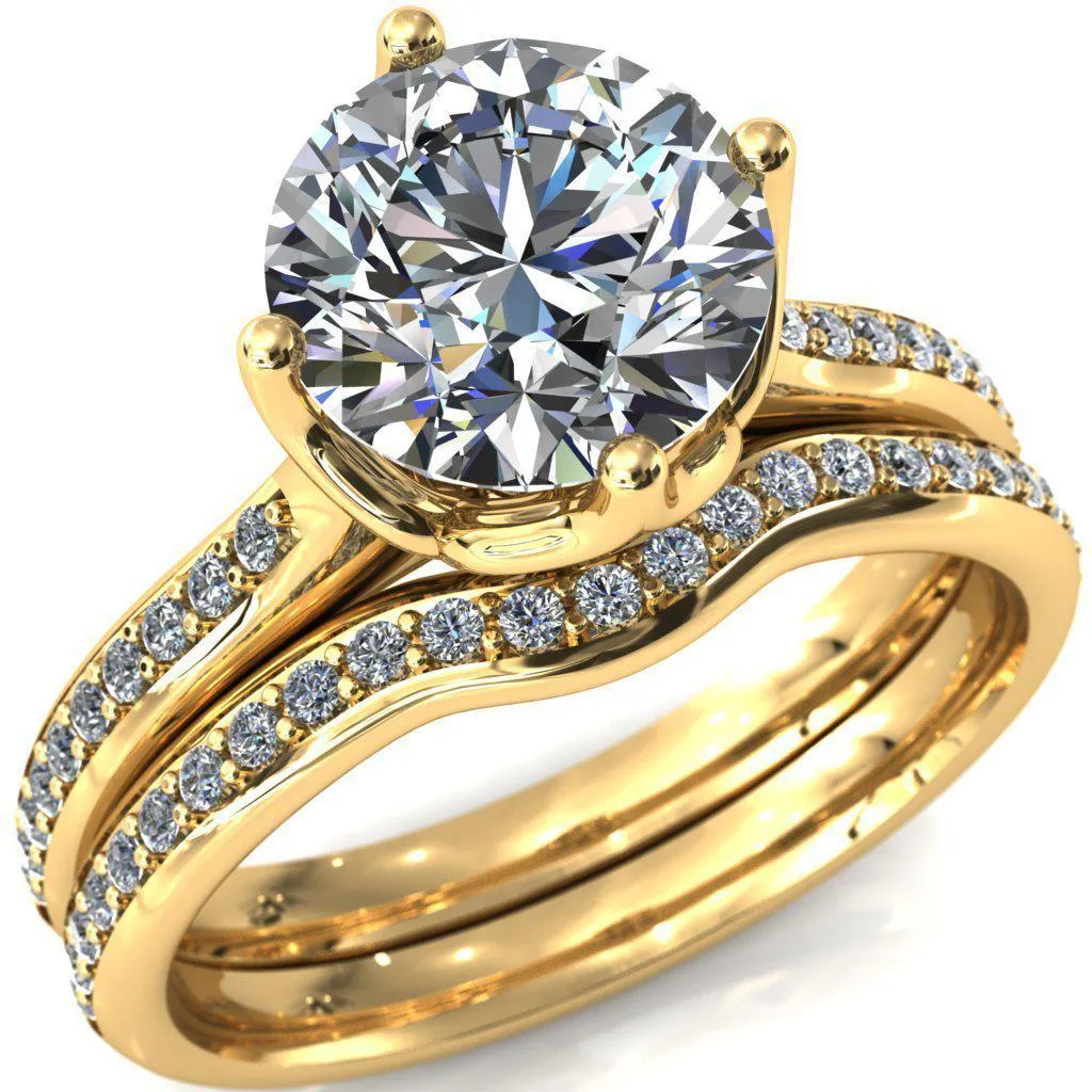 Carly Round Center Stone Royal Net Crown Diamond Channel Set Ring