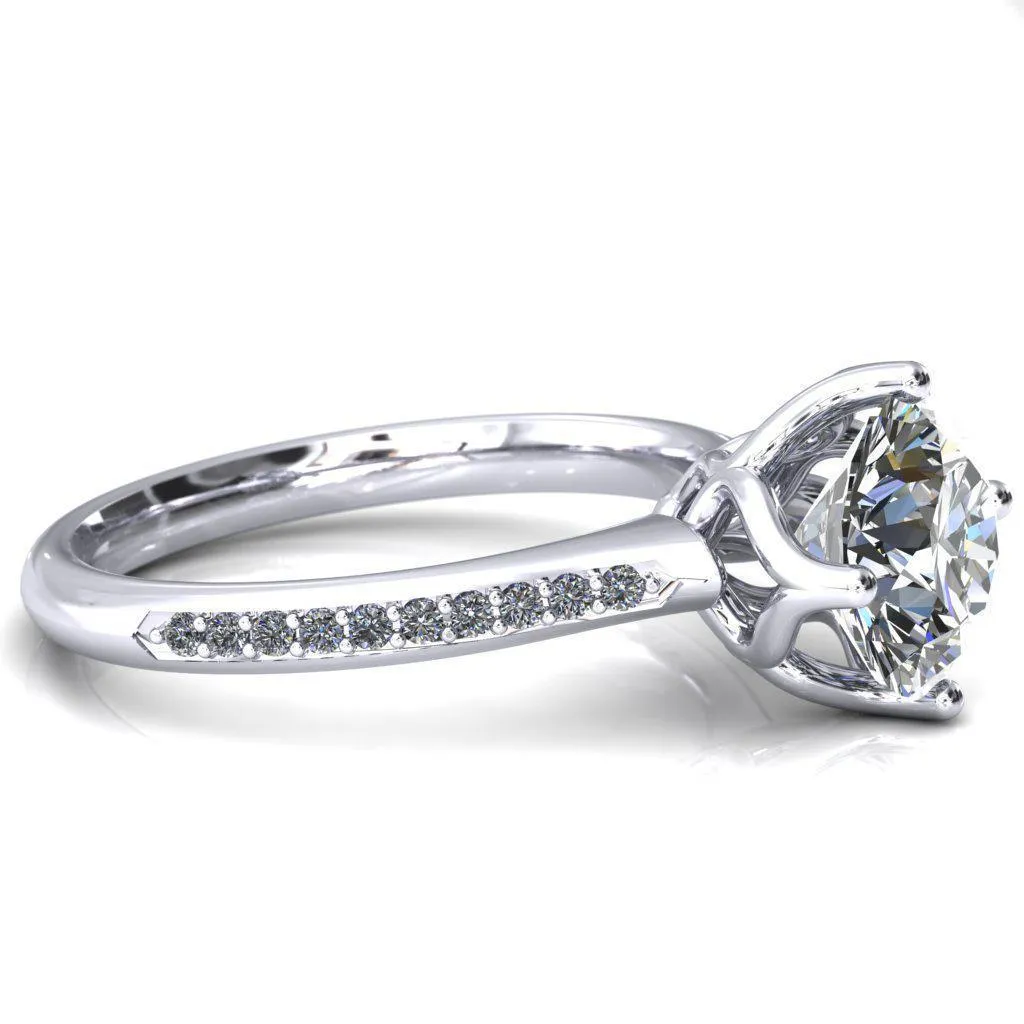 Carly Round Center Stone Royal Net Crown Diamond Channel Set Ring
