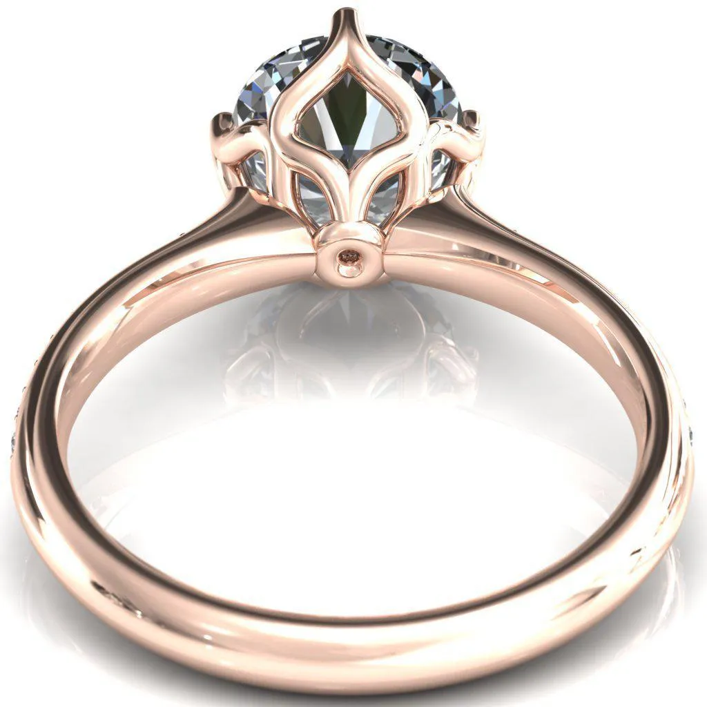 Carly Round Center Stone Royal Net Crown Diamond Channel Set Ring