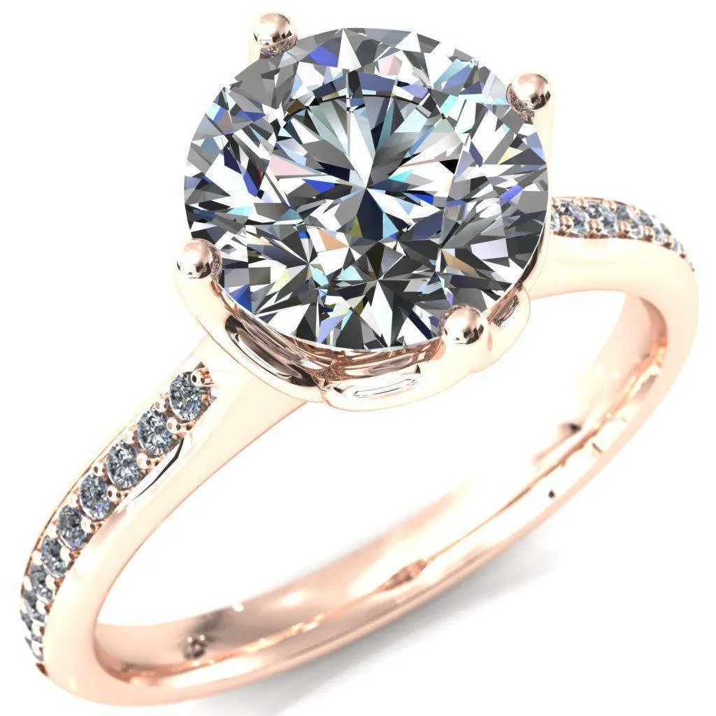 Carly Round Center Stone Royal Net Crown Diamond Channel Set Ring