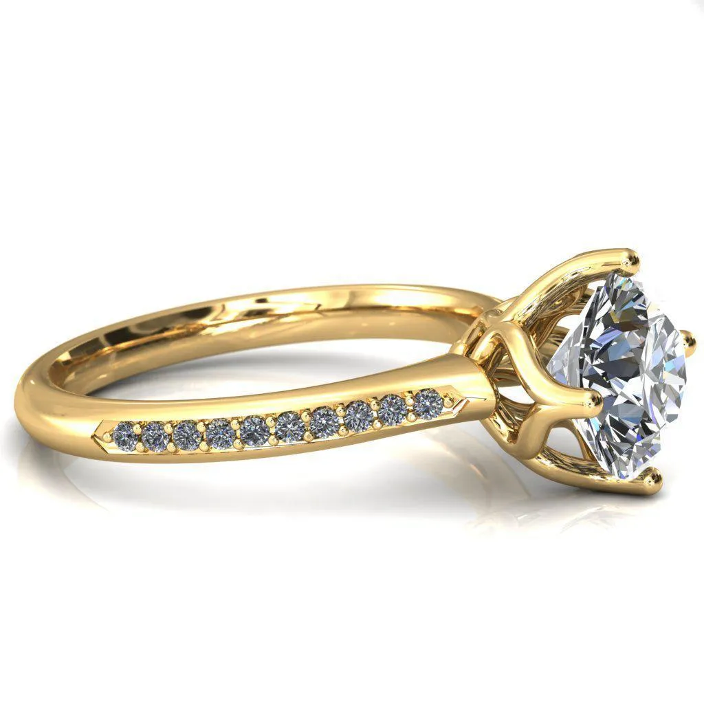 Carly Round Center Stone Royal Net Crown Diamond Channel Set Ring