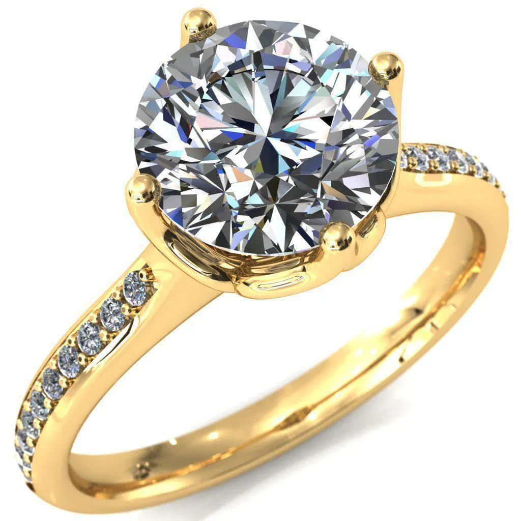 Carly Round Center Stone Royal Net Crown Diamond Channel Set Ring