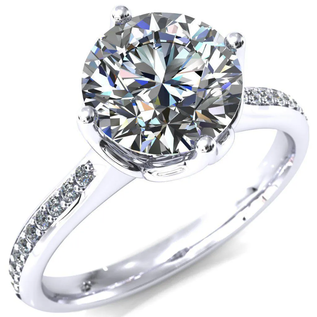 Carly Round Center Stone Royal Net Crown Diamond Channel Set Ring