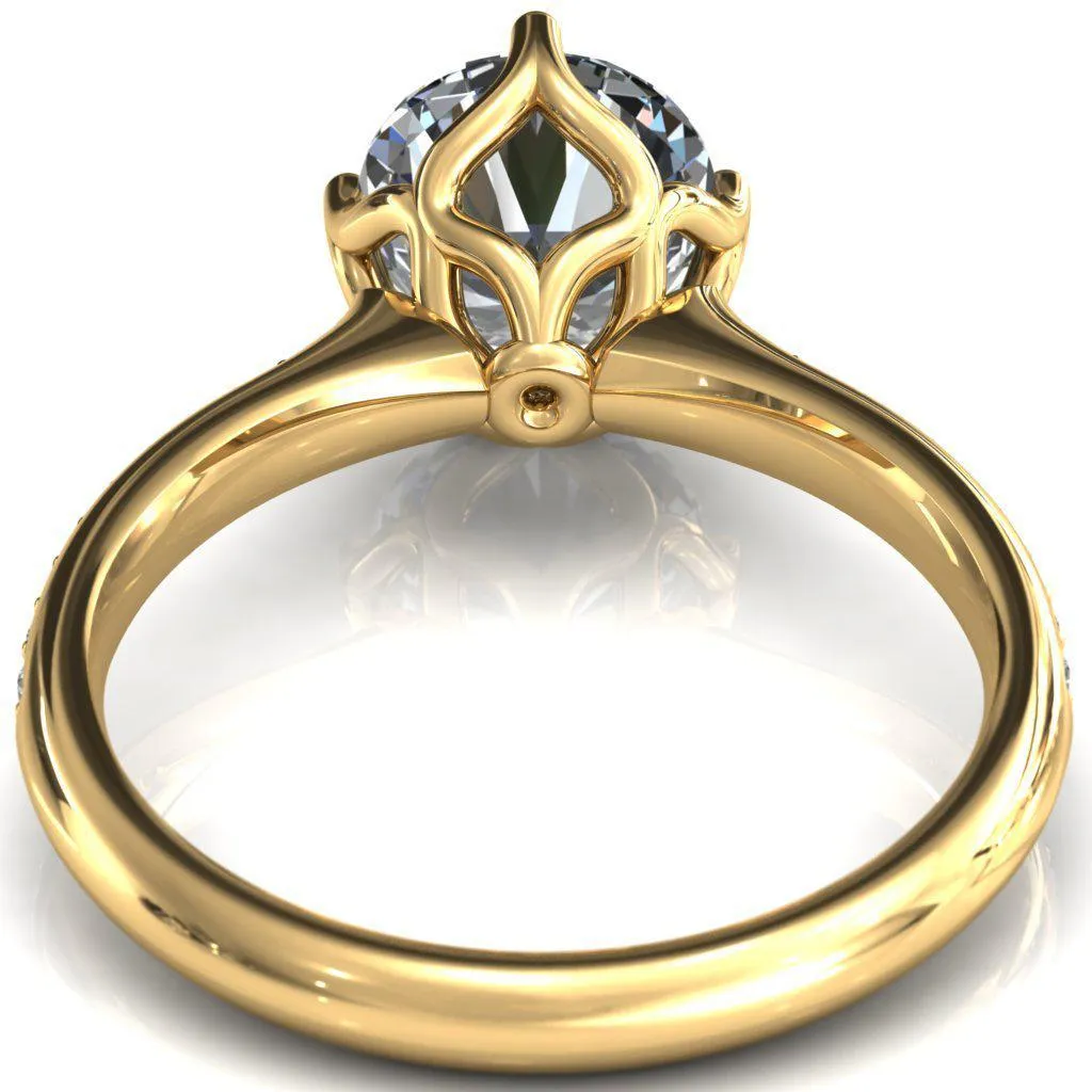Carly Round Center Stone Royal Net Crown Diamond Channel Set Ring