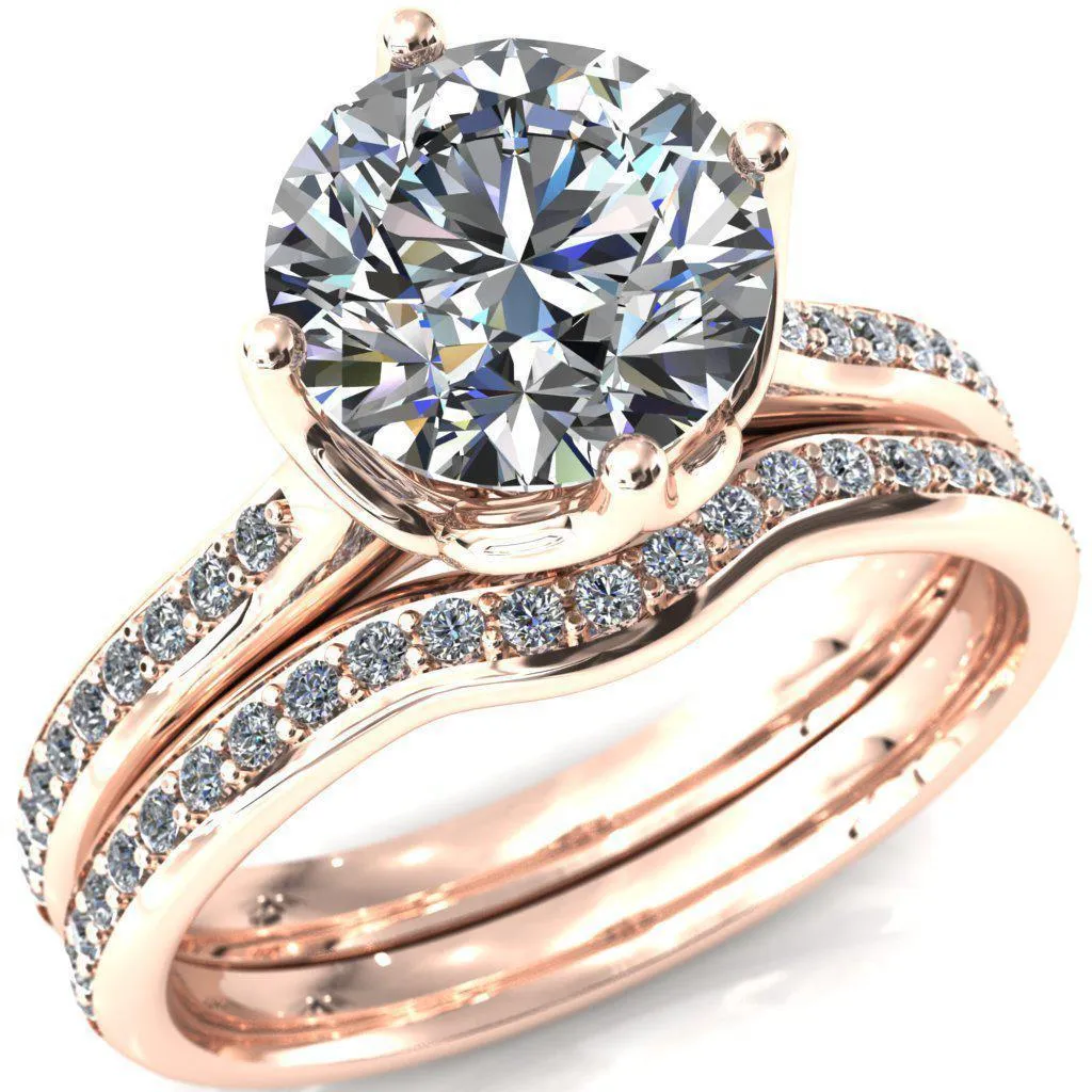 Carly Round Center Stone Royal Net Crown Diamond Channel Set Ring