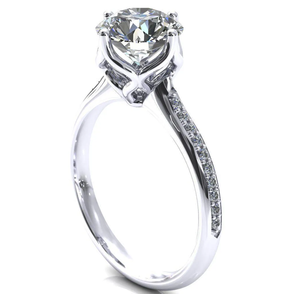 Carly Round Center Stone Royal Net Crown Diamond Channel Set Ring