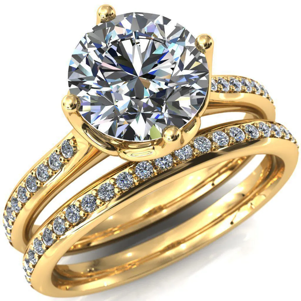 Carly Round Center Stone Royal Net Crown Diamond Channel Set Ring