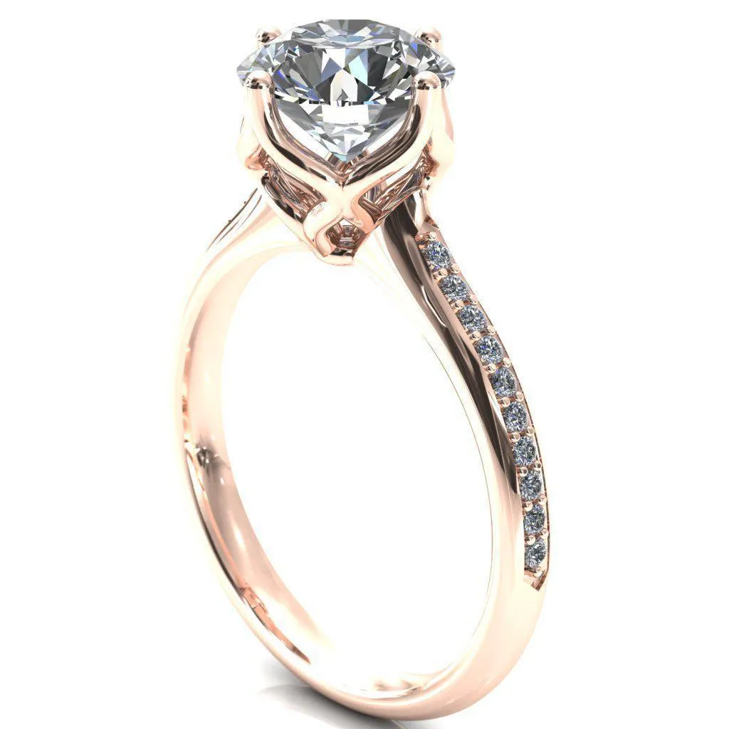 Carly Round Center Stone Royal Net Crown Diamond Channel Set Ring