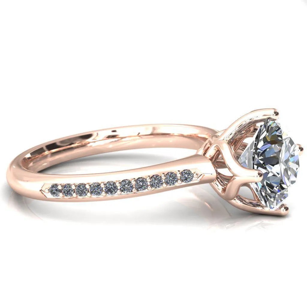 Carly Round Center Stone Royal Net Crown Diamond Channel Set Ring