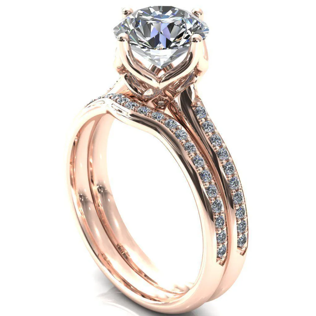 Carly Round Center Stone Royal Net Crown Diamond Channel Set Ring