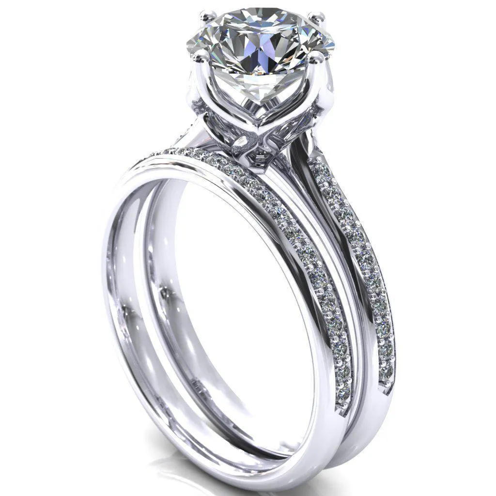 Carly Round Center Stone Royal Net Crown Diamond Channel Set Ring