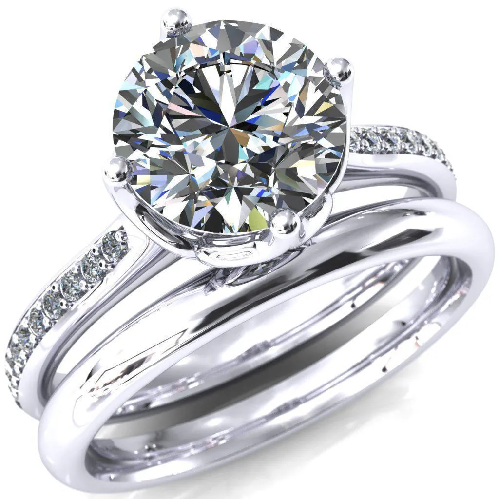 Carly Round Center Stone Royal Net Crown Diamond Channel Set Ring