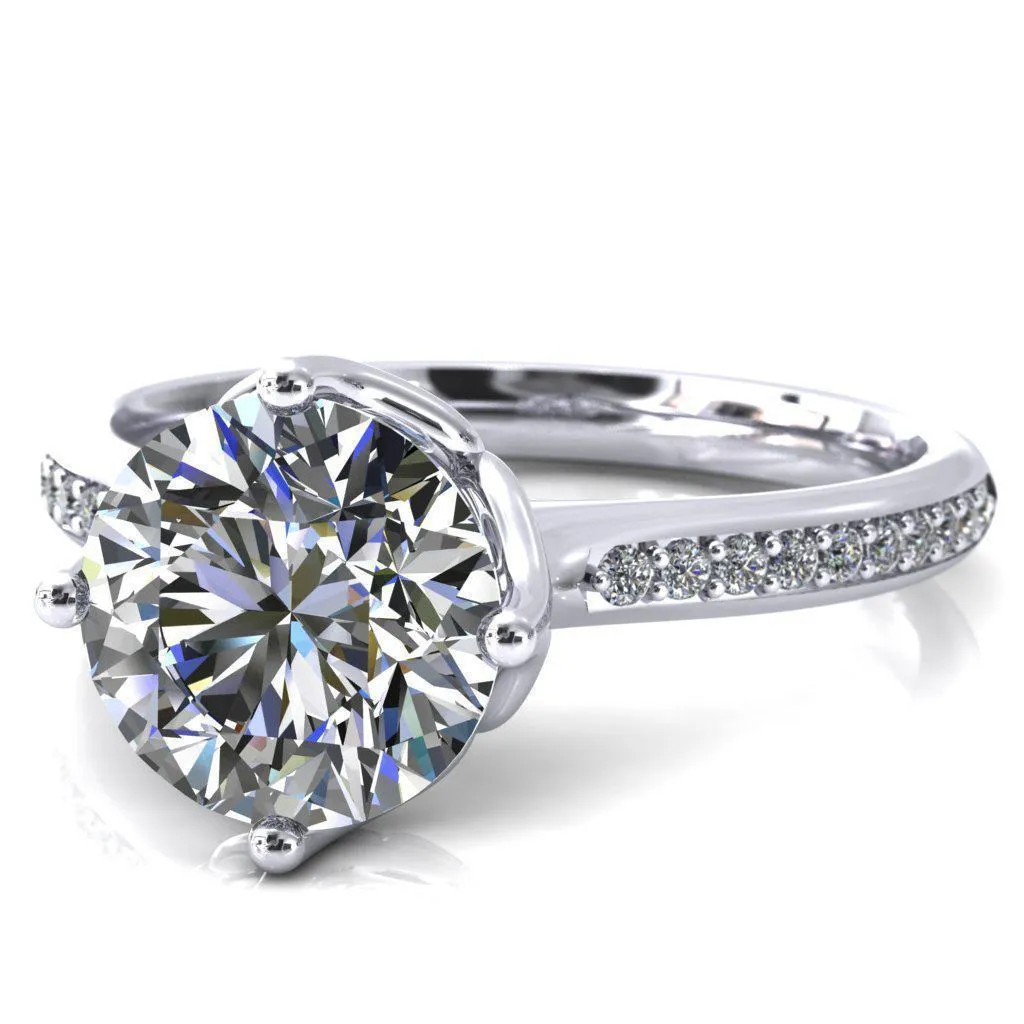Carly Round Center Stone Royal Net Crown Diamond Channel Set Ring