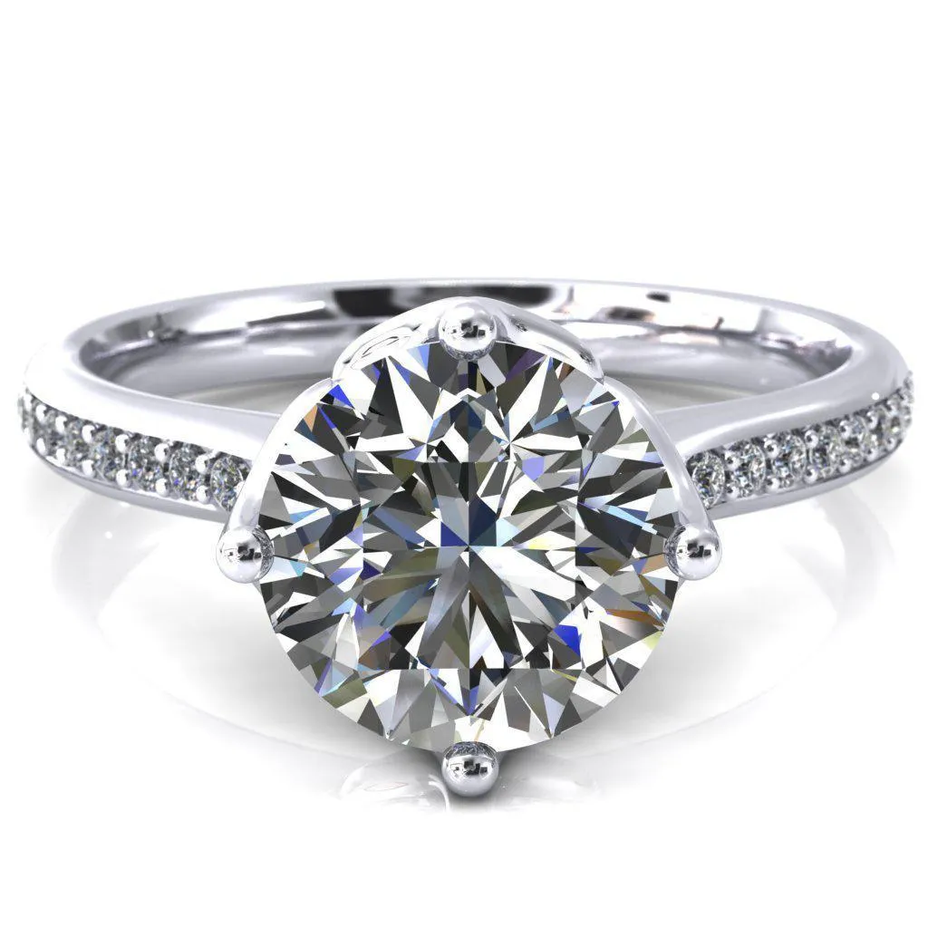 Carly Round Center Stone Royal Net Crown Diamond Channel Set Ring