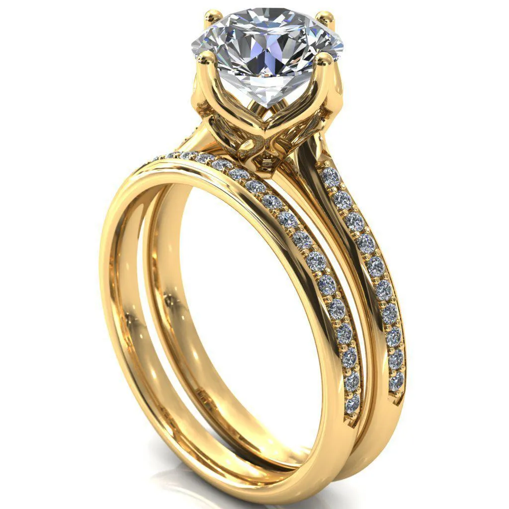Carly Round Center Stone Royal Net Crown Diamond Channel Set Ring