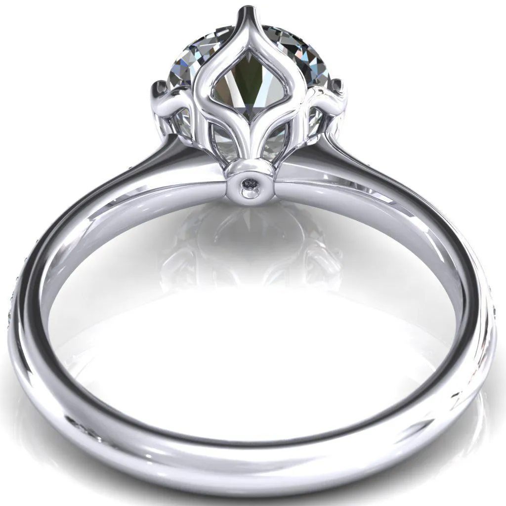 Carly Round Center Stone Royal Net Crown Diamond Channel Set Ring
