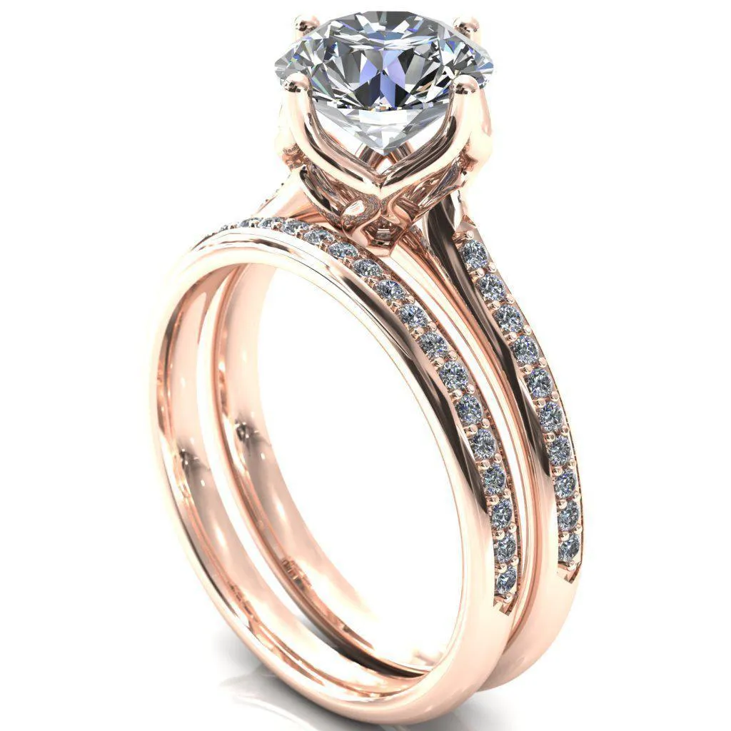 Carly Round Center Stone Royal Net Crown Diamond Channel Set Ring