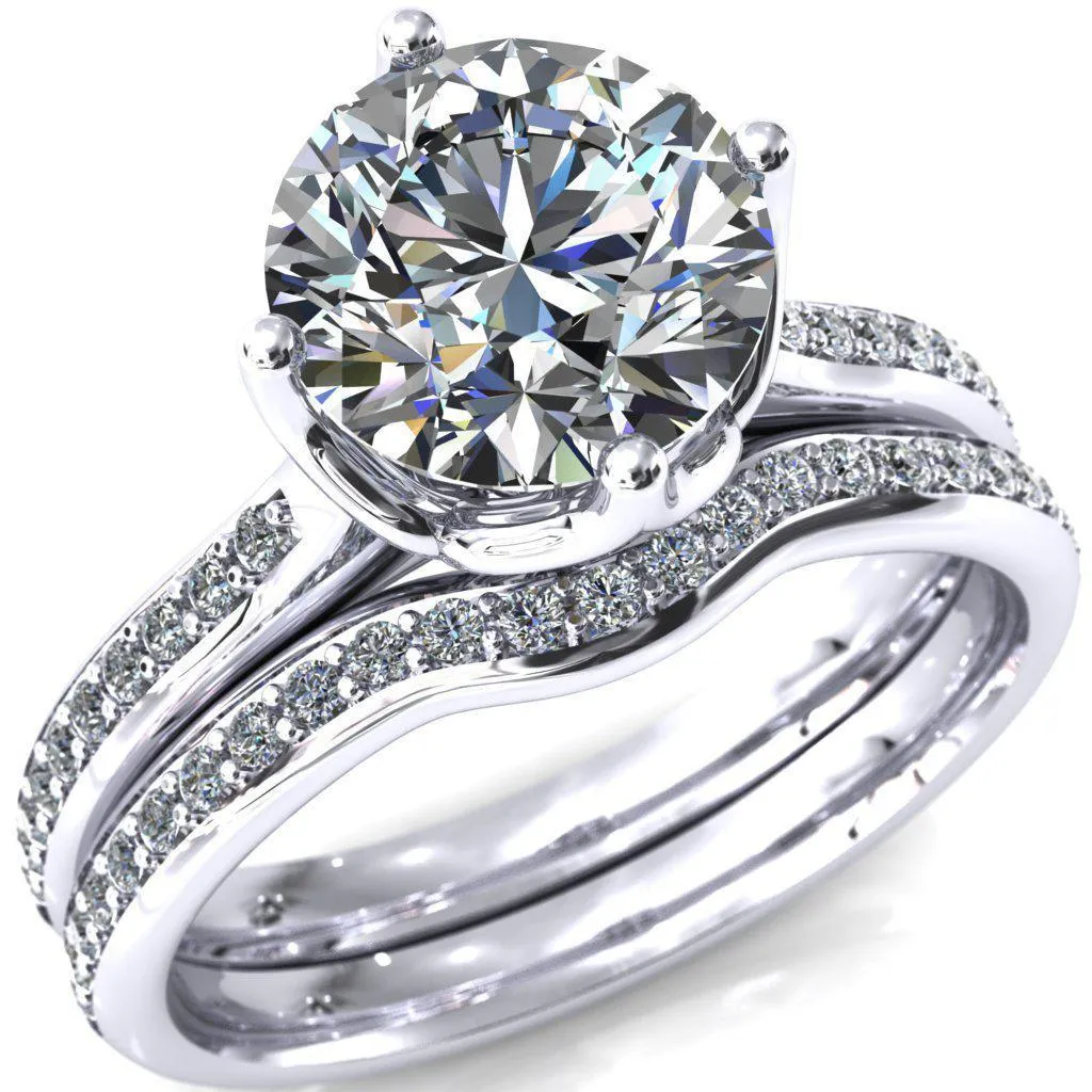 Carly Round Center Stone Royal Net Crown Diamond Channel Set Ring