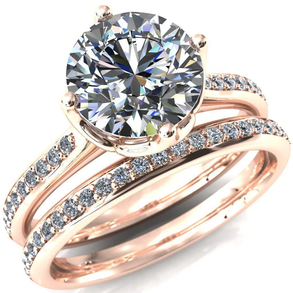 Carly Round Center Stone Royal Net Crown Diamond Channel Set Ring