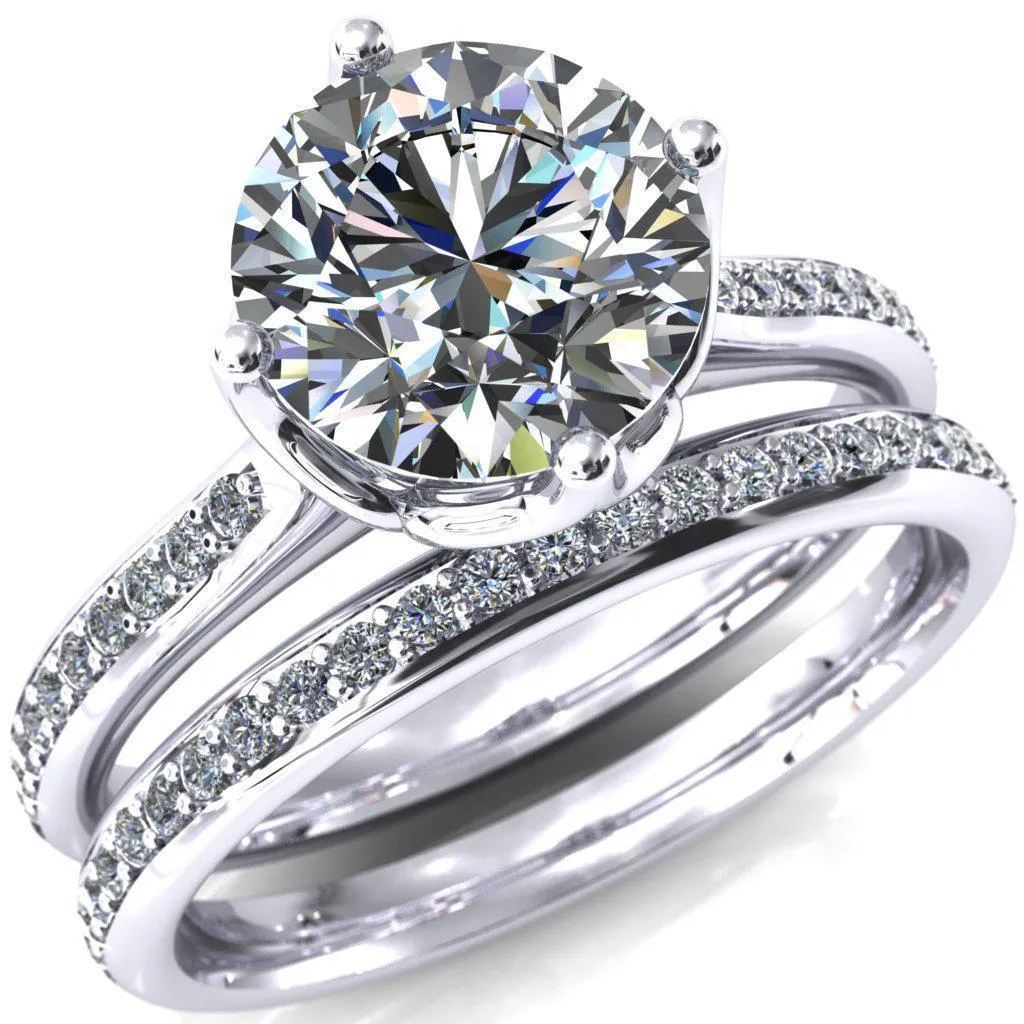 Carly Round Center Stone Royal Net Crown Diamond Channel Set Ring
