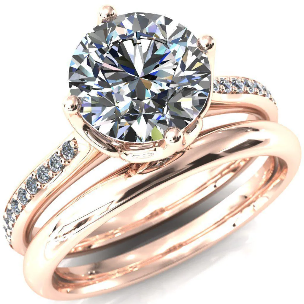 Carly Round Center Stone Royal Net Crown Diamond Channel Set Ring
