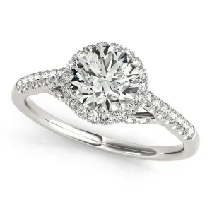 Carole Round Center Stone Cathedral Halo Engagement Ring