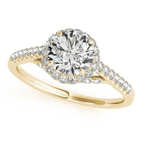 Carole Round Center Stone Cathedral Halo Engagement Ring
