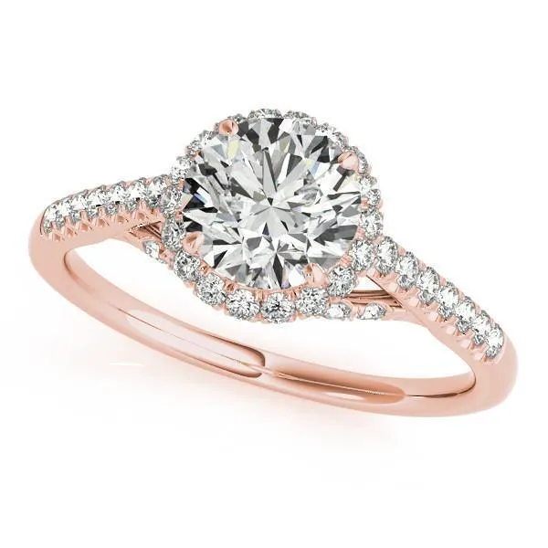 Carole Round Center Stone Cathedral Halo Engagement Ring