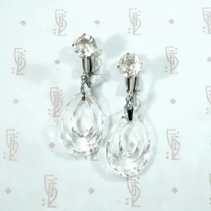 Carved Crystal & Sterling Silver Deco Earrings