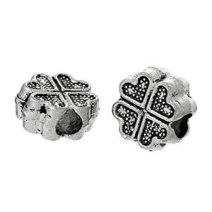 Carved Four Leaf Clover Bead Compatible for Most European Snake Chain Bracelet