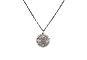 Carved Pave Disc Necklace