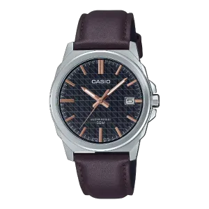Casio Brown Leather Strap Black Dial Quartz Watch for Gents - MTP-E720L-5AVDF