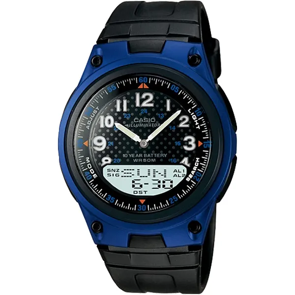 Casio Illuminator Black Silicone Strap Strap Grey Dial Quartz Watch for Gents - AW-80-2BVDF