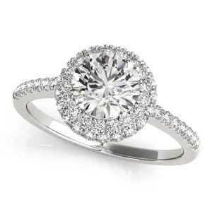 Cassidy Round Center Stone Double Diamond Halo Half Dome Basket Engagement Ring