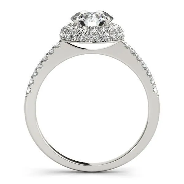 Cassidy Round Center Stone Double Diamond Halo Half Dome Basket Engagement Ring