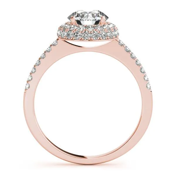 Cassidy Round Center Stone Double Diamond Halo Half Dome Basket Engagement Ring