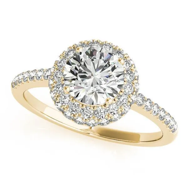 Cassidy Round Center Stone Double Diamond Halo Half Dome Basket Engagement Ring